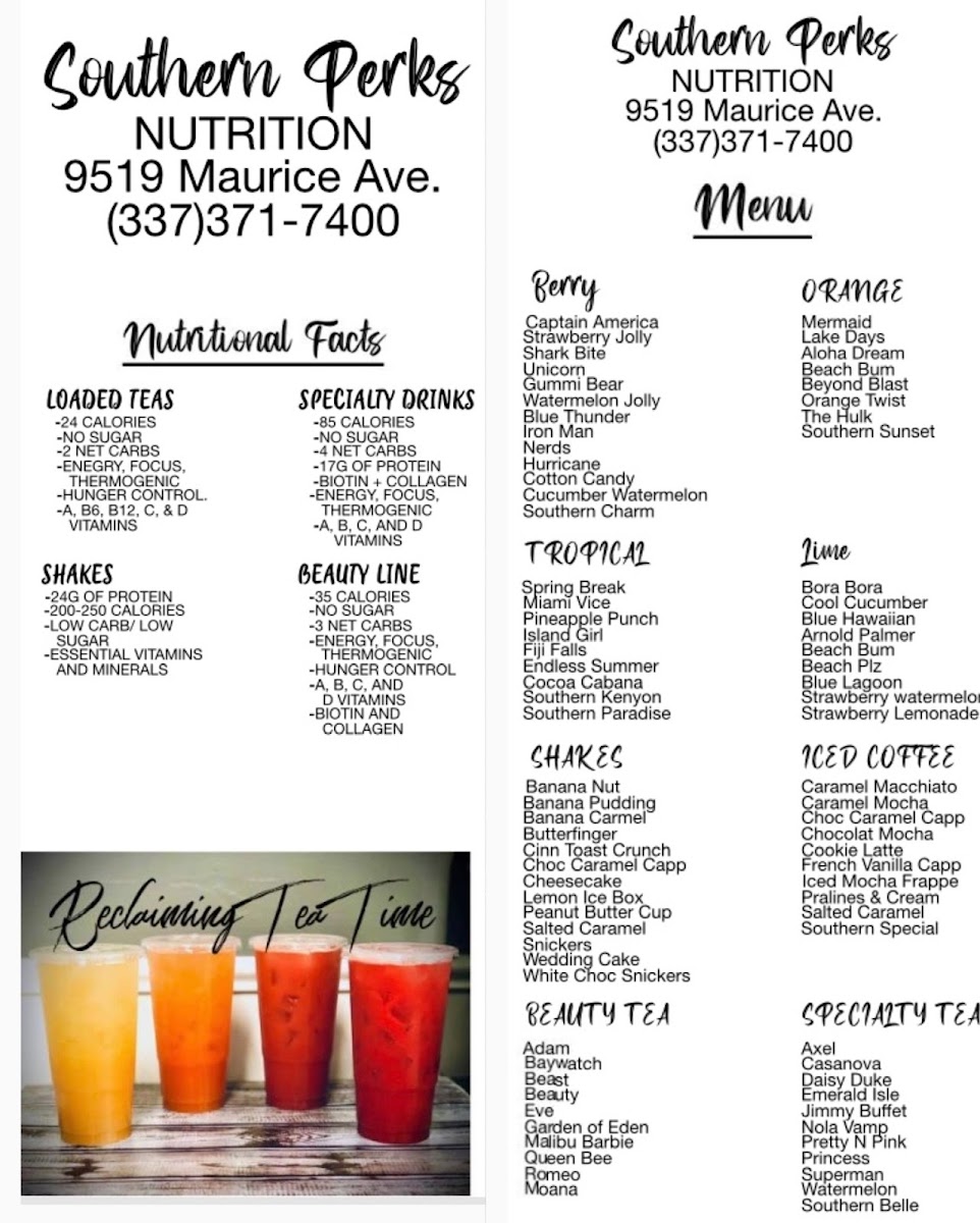 Southern Perks Nutrition Photo Menu 1