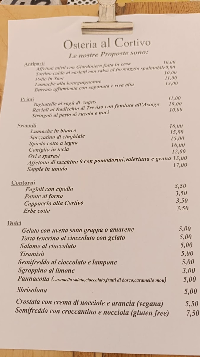 Osteria al Cortivo Photo Menu 1