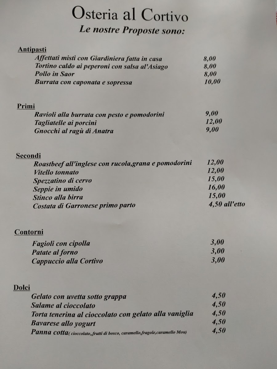 Osteria al Cortivo Photo Menu 10
