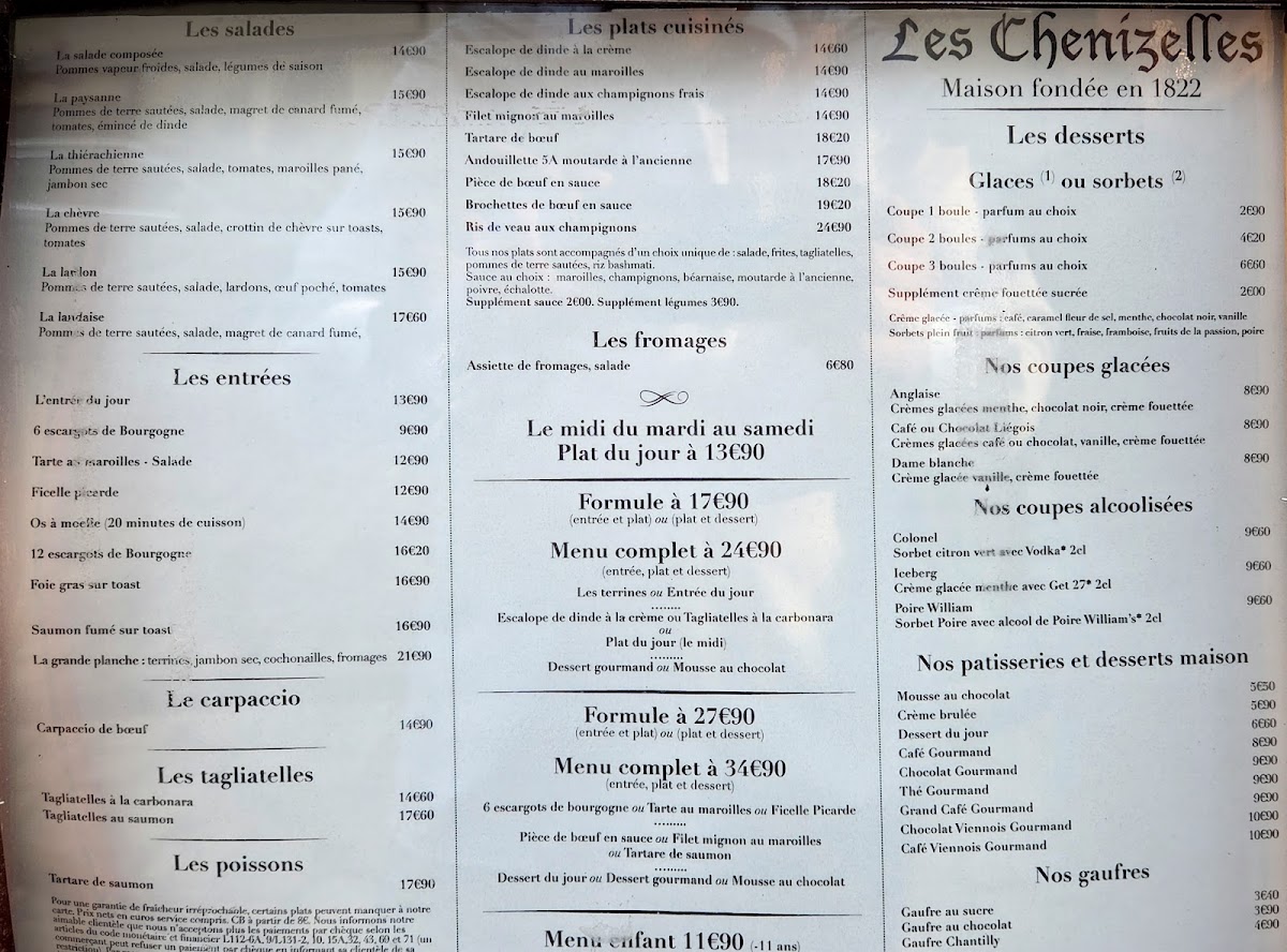 Les Chenizelles Photo Menu 2