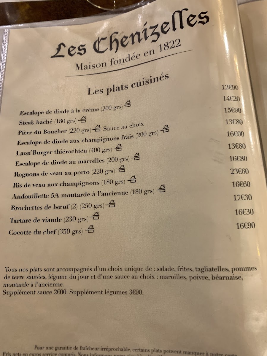 Les Chenizelles Photo Menu 3