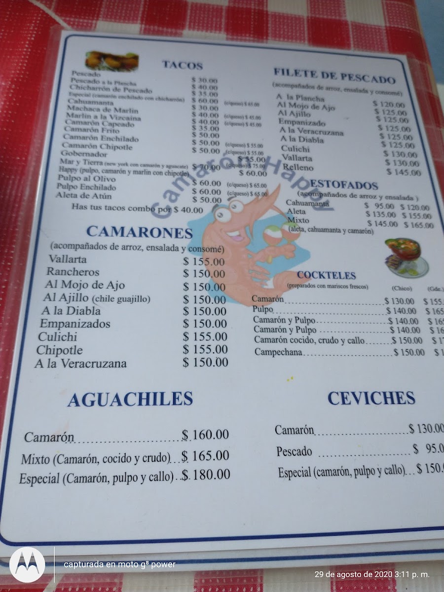 Camarón Happy Photo Menu 2
