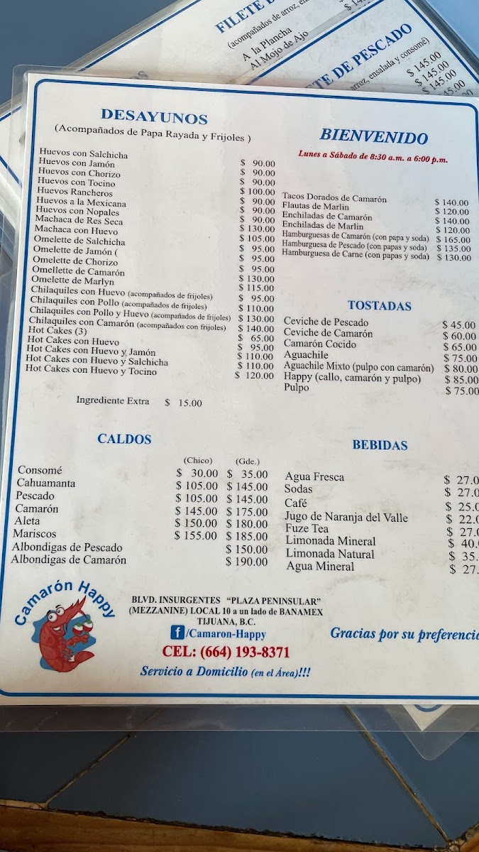 Camarón Happy Photo Menu 3
