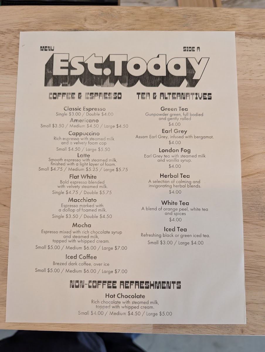 Established Today Photo Menu 5