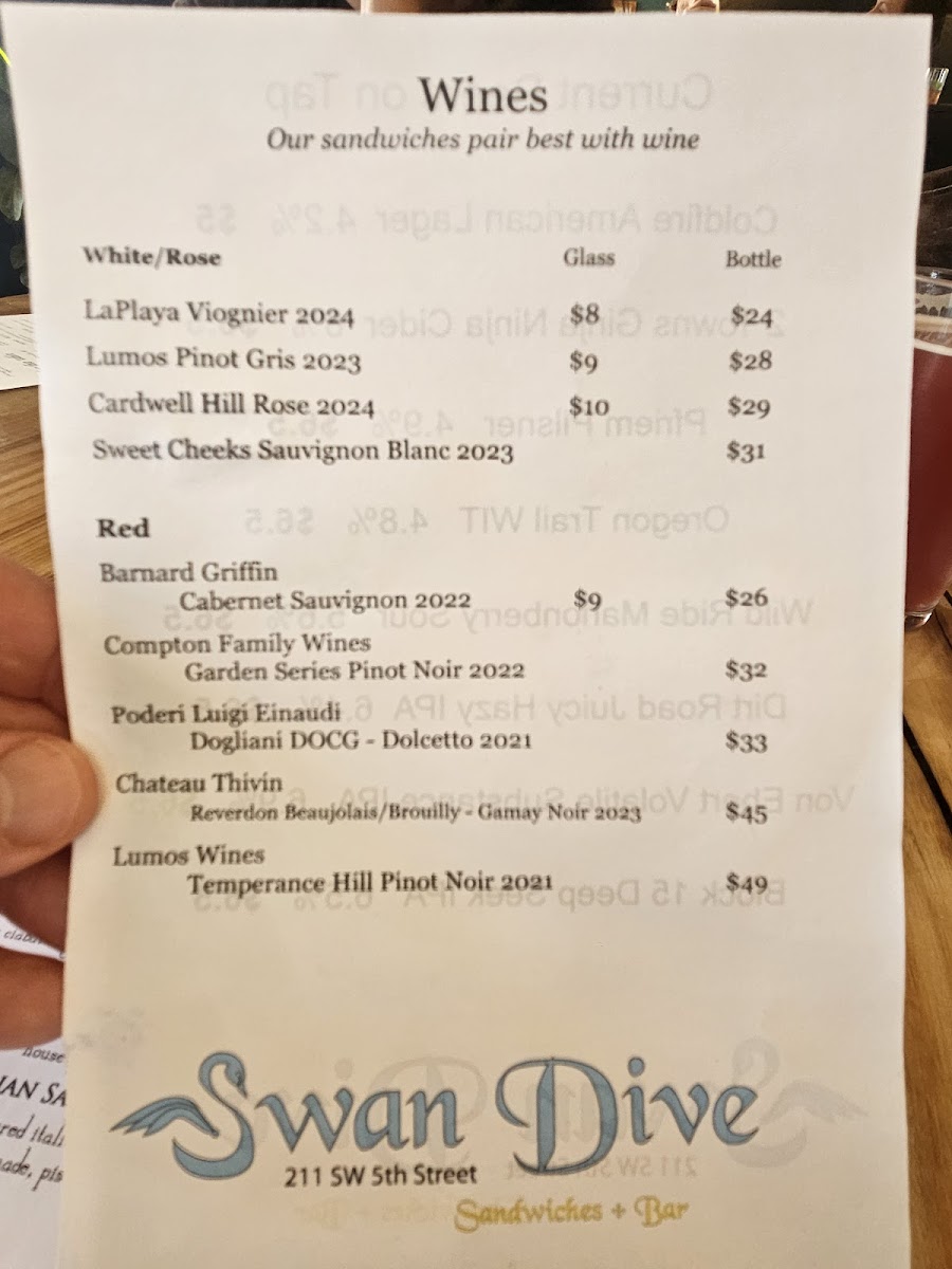 Swan Dive Sandwiches + Bar Photo Menu 10