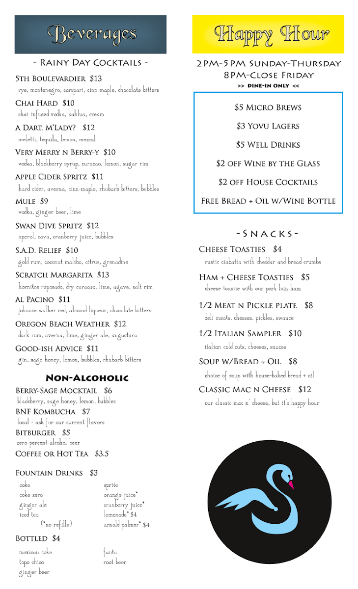 Swan Dive Sandwiches + Bar Photo Menu 3