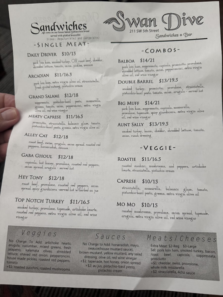 Swan Dive Sandwiches + Bar Photo Menu 5