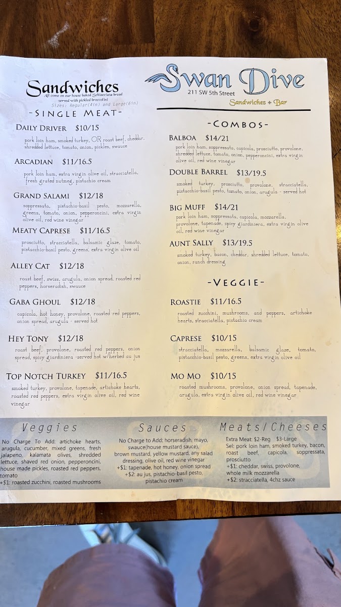 Swan Dive Sandwiches + Bar Photo Menu 6