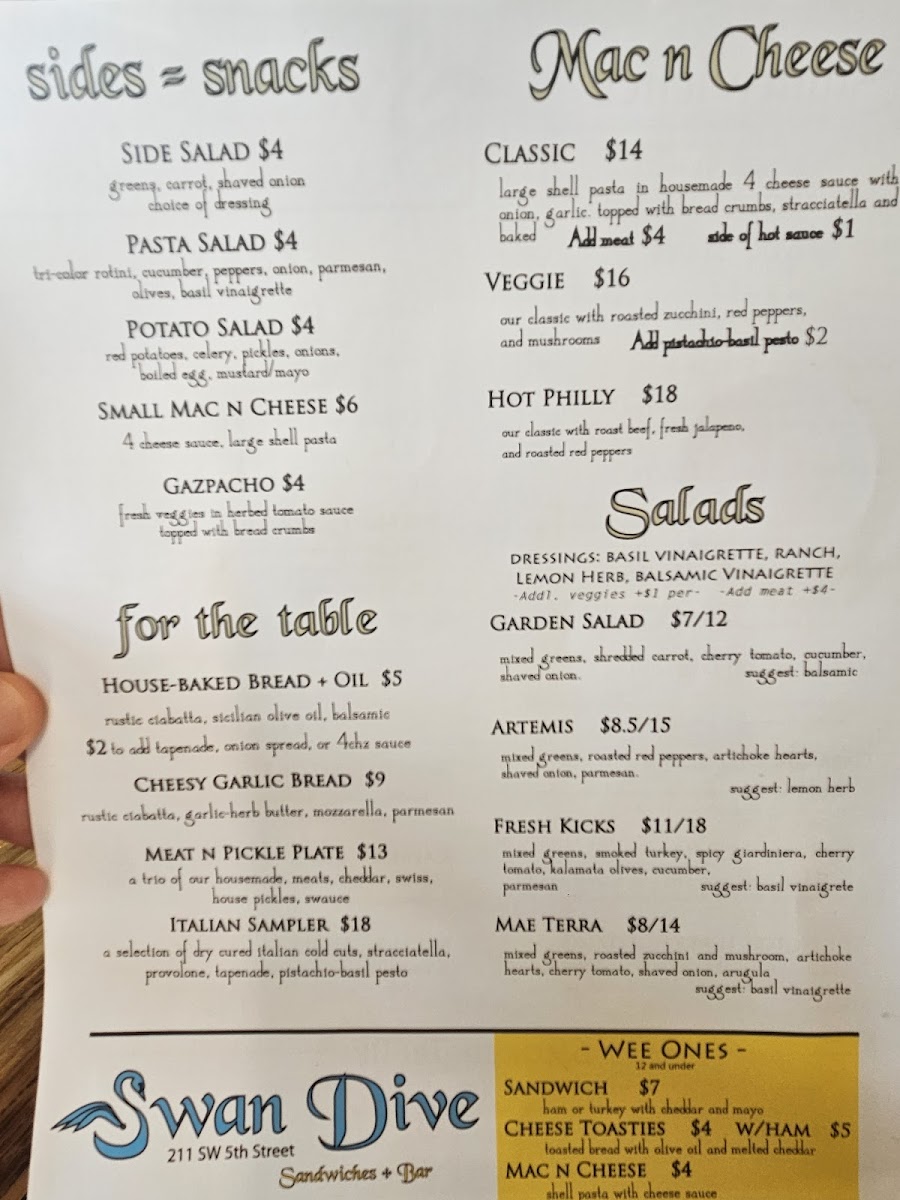 Swan Dive Sandwiches + Bar Photo Menu 9