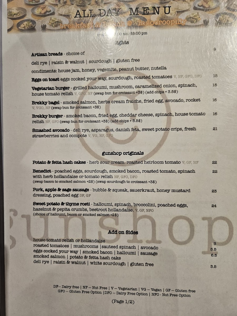The Gunshop Cafe Photo Menu 3