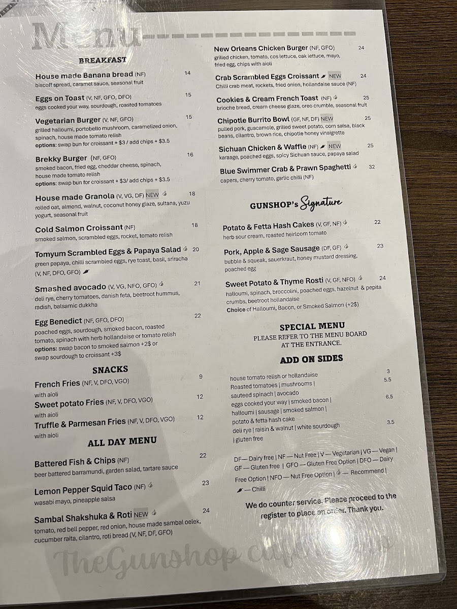 The Gunshop Cafe Photo Menu 4