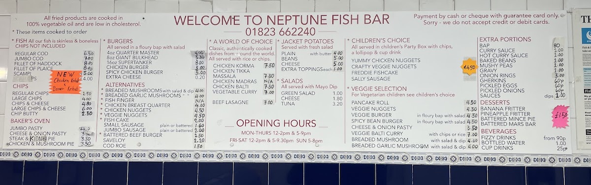 Neptune Fish and Chip Bar Photo Menu 1