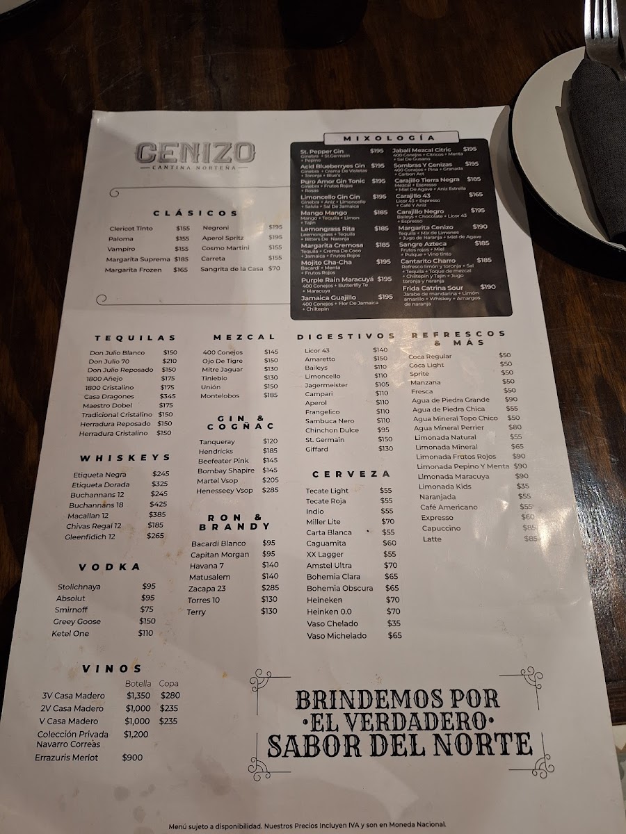 Cenizo Photo Menu 1