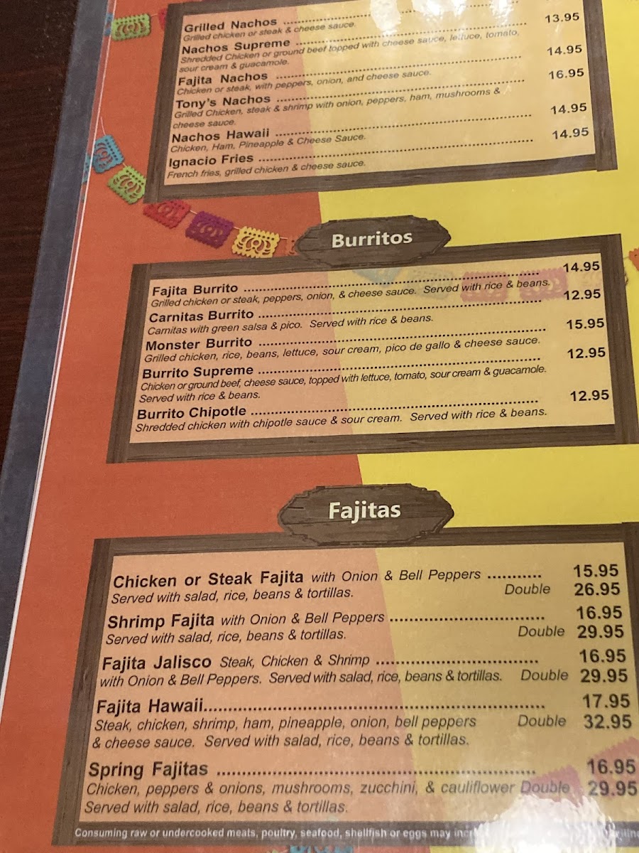 TONY'S Mexican Kitchen Photo Menu 3