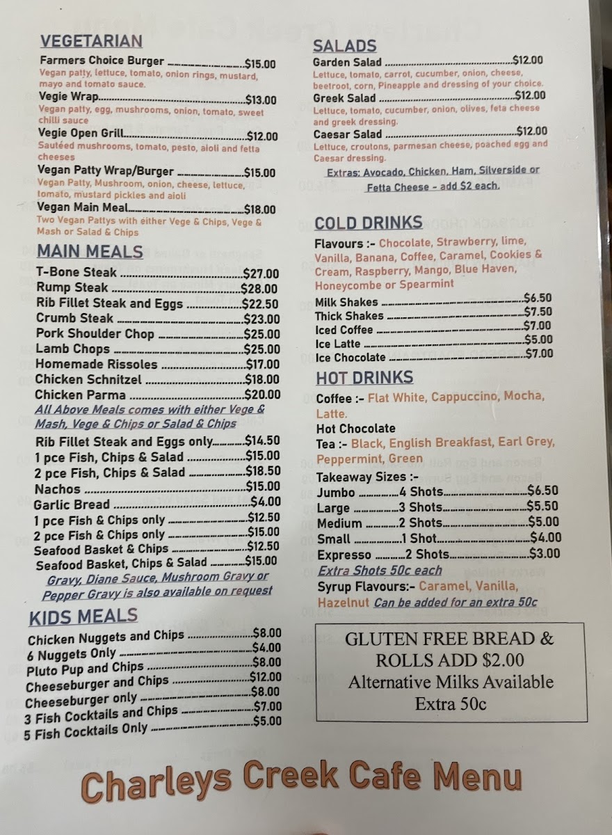 Charleys Creek Cafe Photo Menu 3