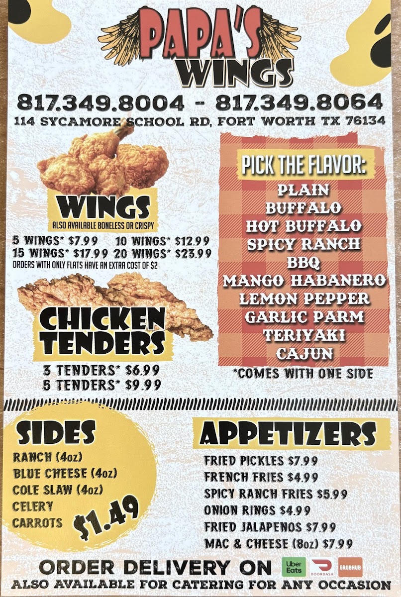 Papa’s Wings n Burgers Photo Menu 2