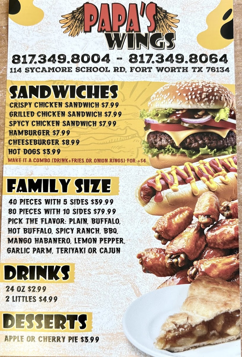 Papa’s Wings n Burgers Photo Menu 3