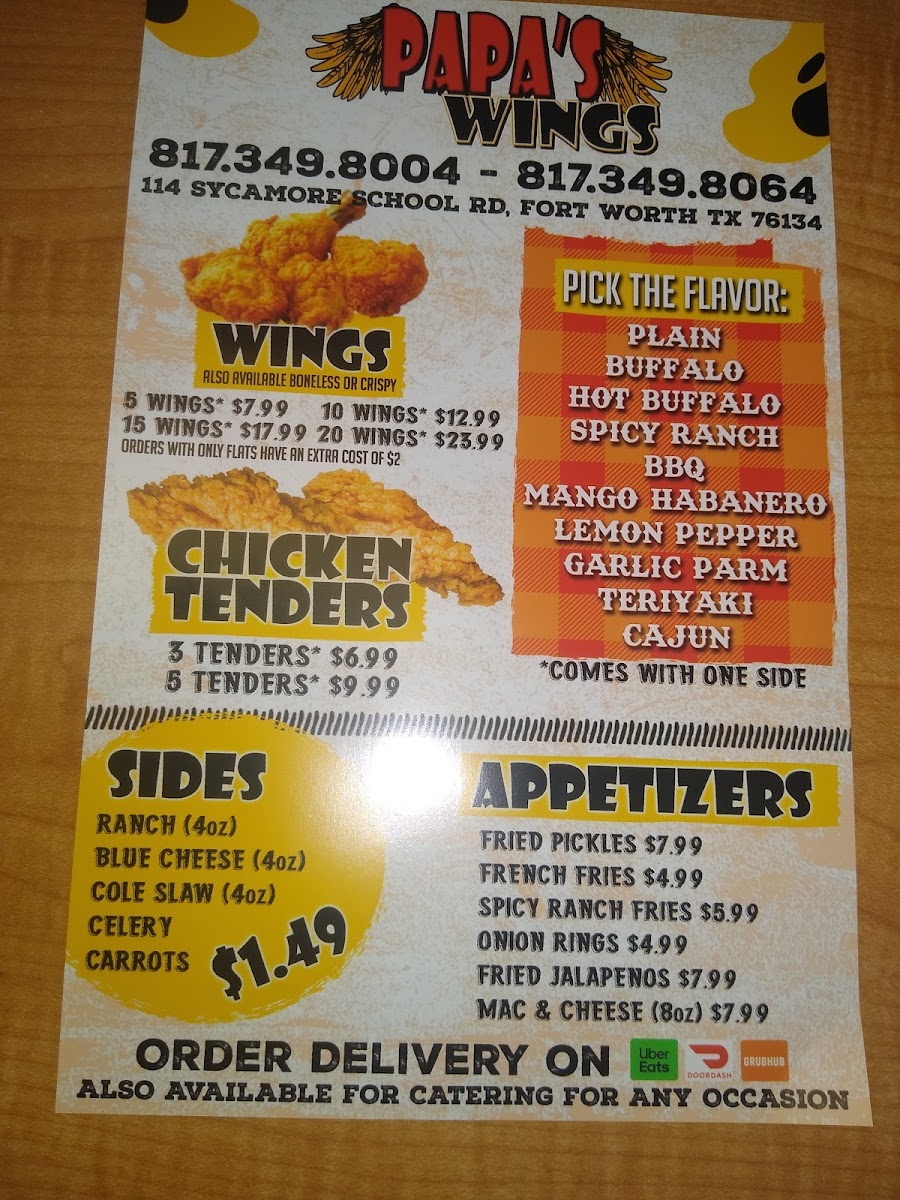 Papa’s Wings n Burgers Photo Menu 6