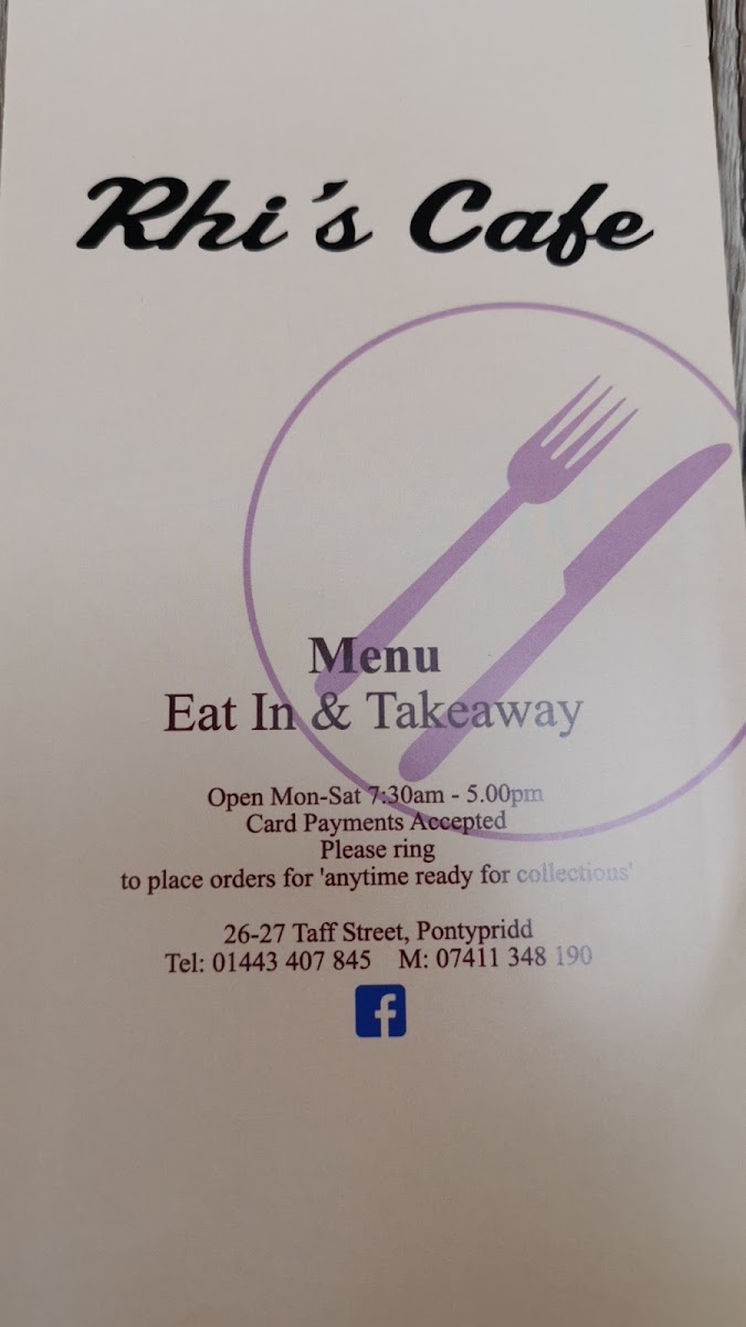 Rhi's Cafe Photo Menu 2
