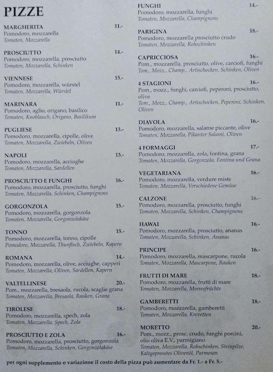 Ristorante Pizzeria Moretto Photo Menu 1
