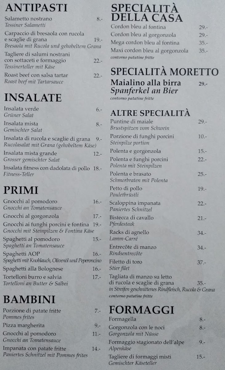 Ristorante Pizzeria Moretto Photo Menu 2