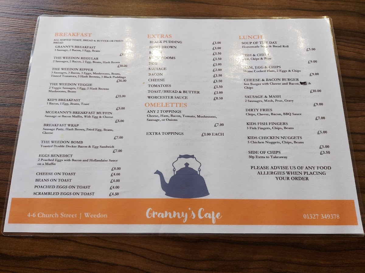 Granny's Cafe Photo Menu 1