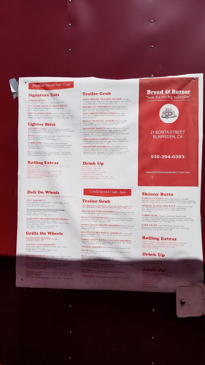 Bread & Butter Photo Menu 2