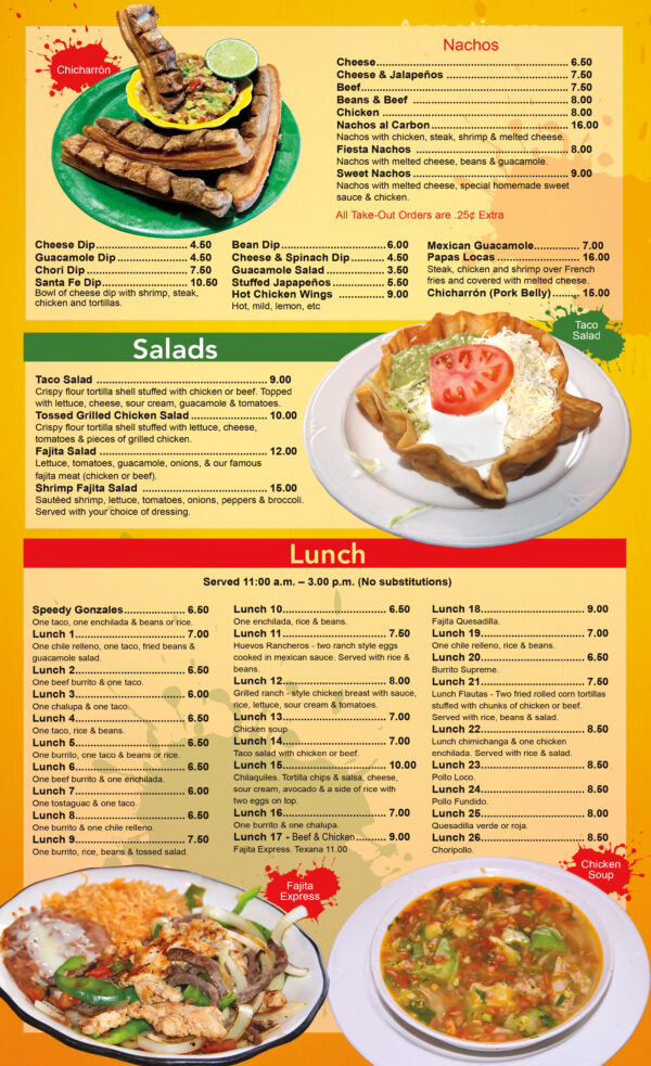 David's Santa Fe Mexican Grill Photo Menu 1
