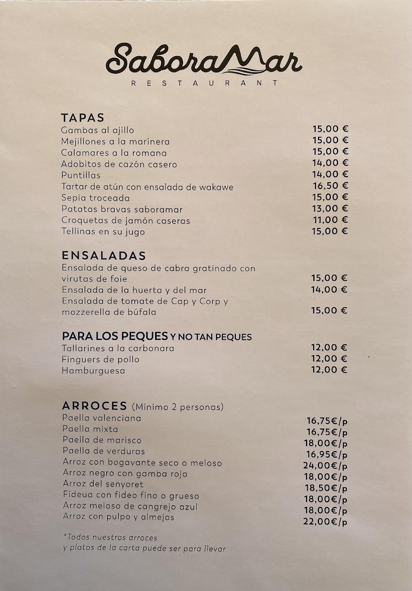 Saboramar Restaurante Photo Menu 1