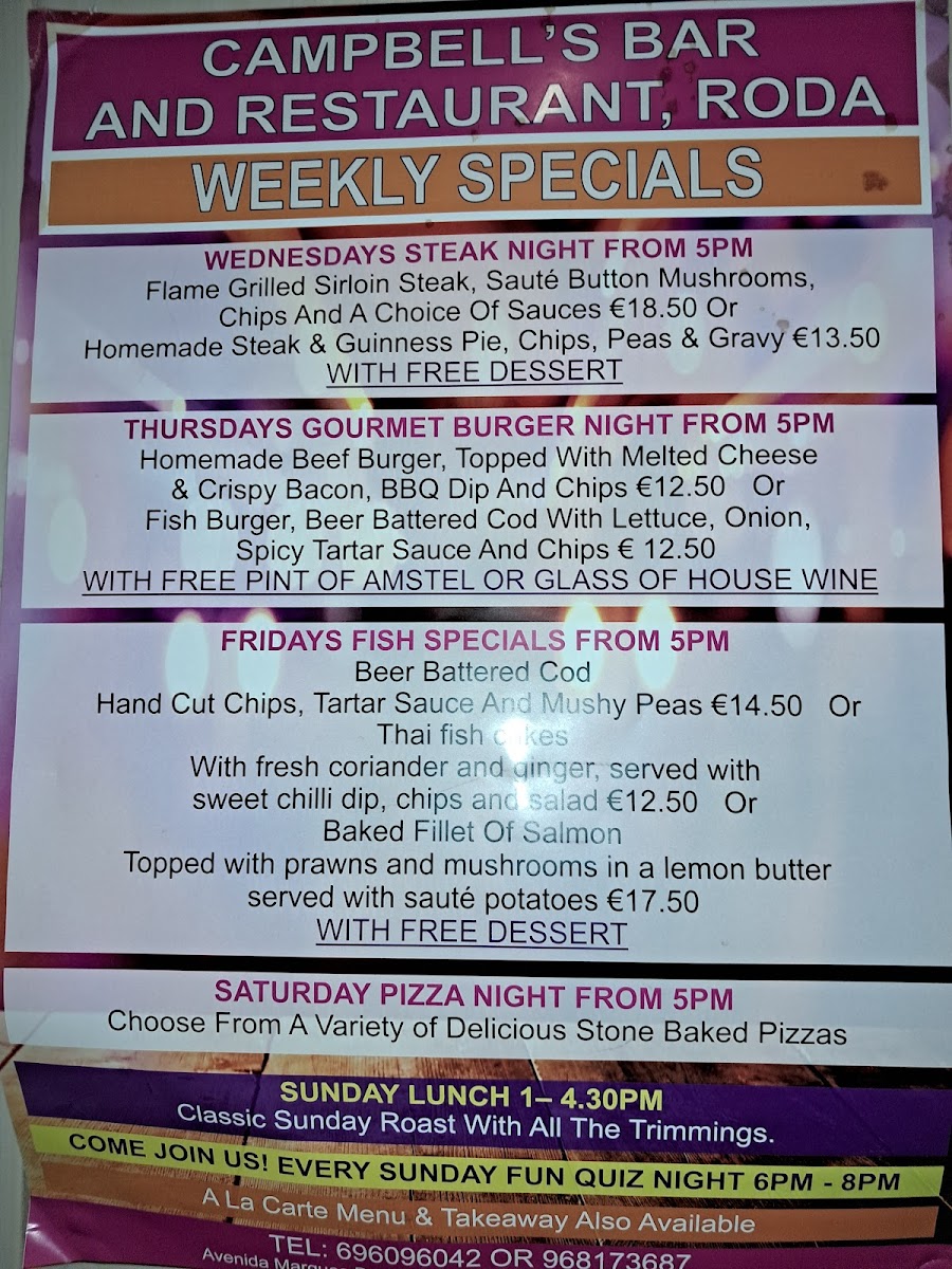 Campbell's Bar & Restaurant Photo Menu 4