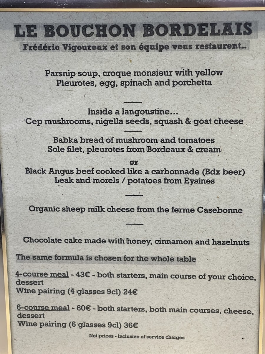 Le Bouchon Bordelais Photo Menu 1