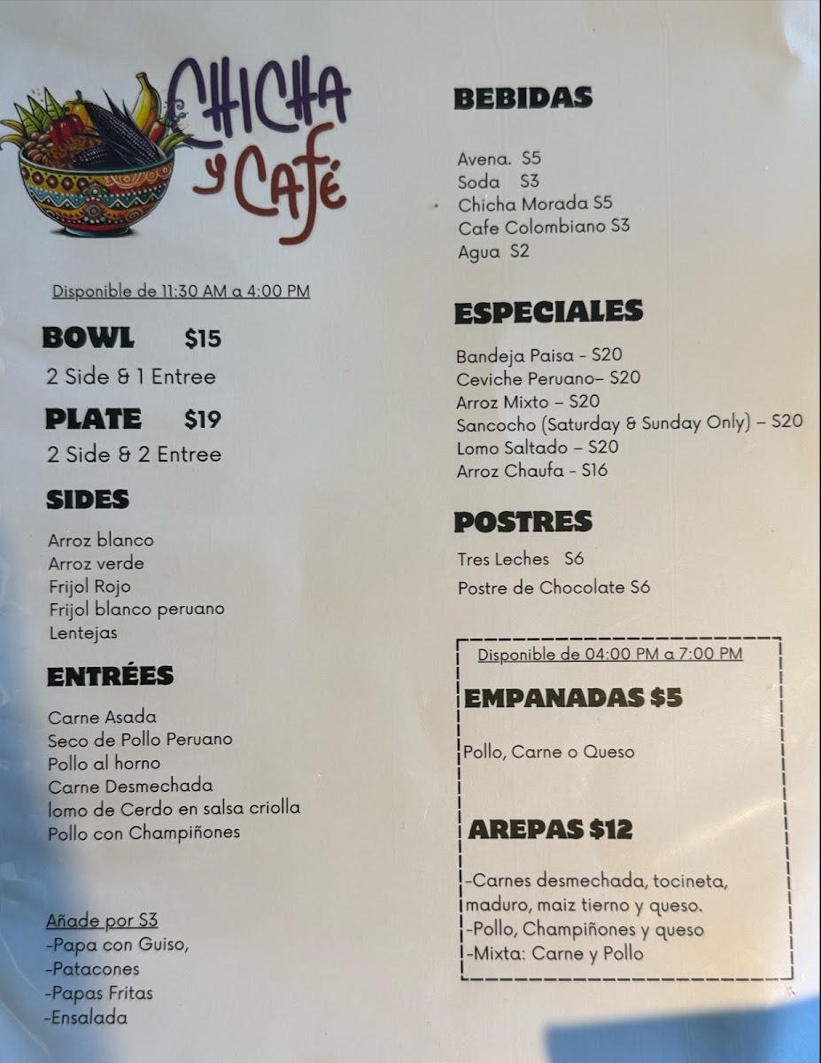 Chicha y Cafe Photo Menu 1