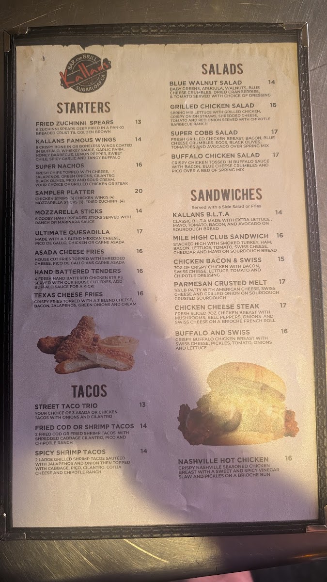 Kallans Bar & Grill Photo Menu 1