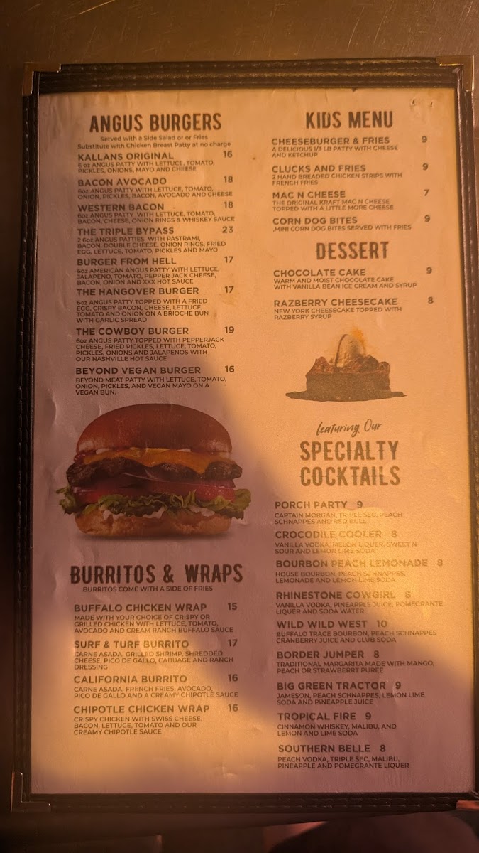 Kallans Bar & Grill Photo Menu 2