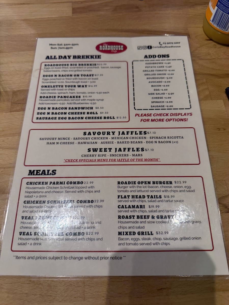 Corio Bay Roadhouse Photo Menu 1