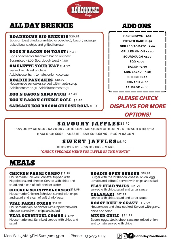 Corio Bay Roadhouse Photo Menu 3