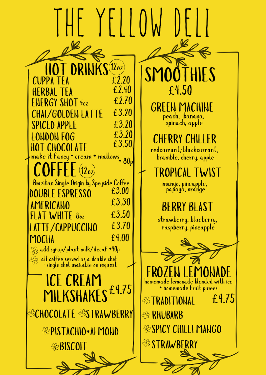 The Yellow Deli Photo Menu 2