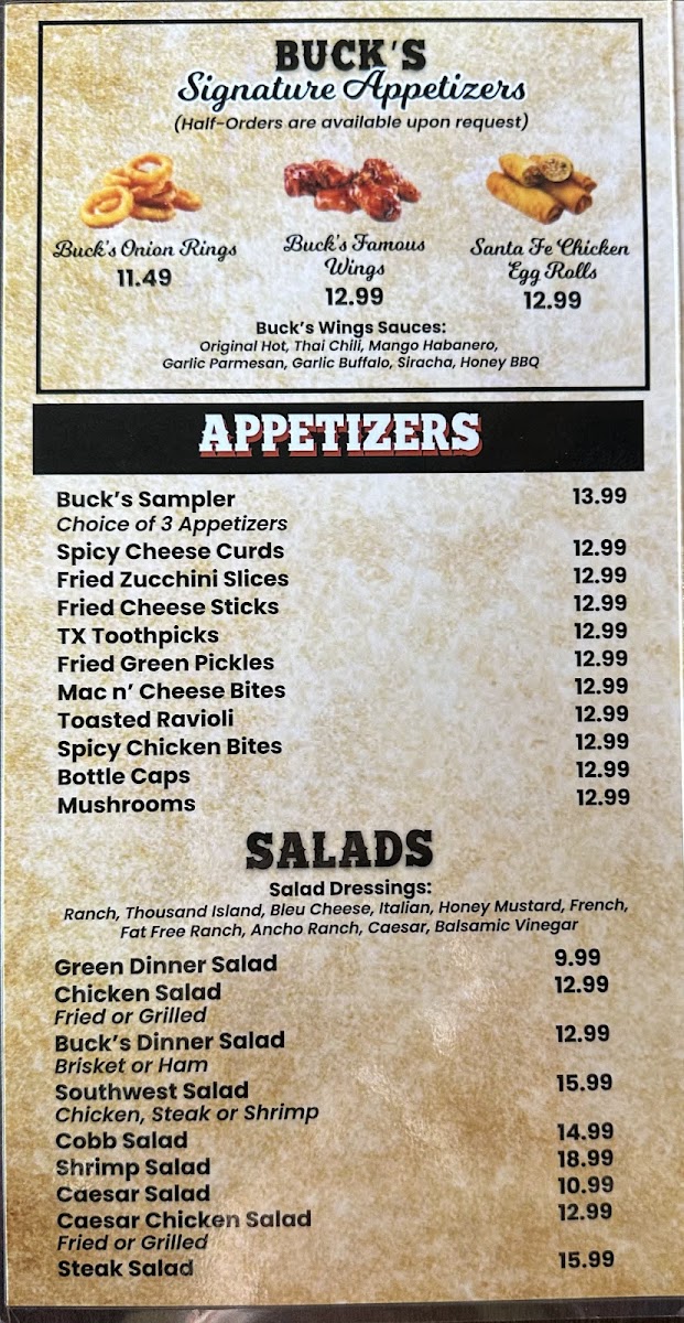 Buck's Steaks & Bar-B-Que Photo Menu 1