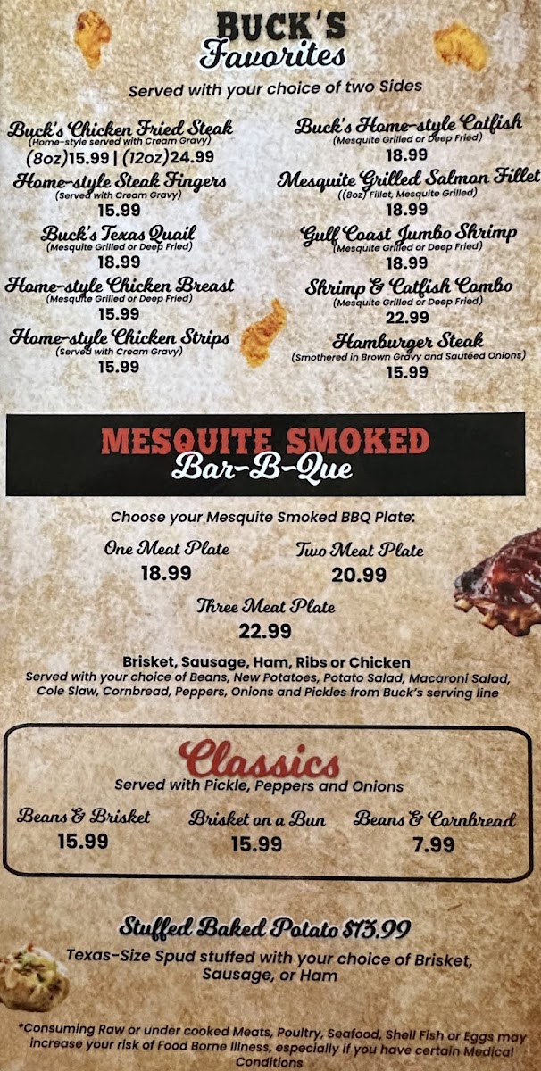 Buck's Steaks & Bar-B-Que Photo Menu 2
