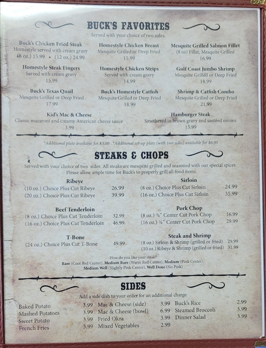 Buck's Steaks & Bar-B-Que Photo Menu 4