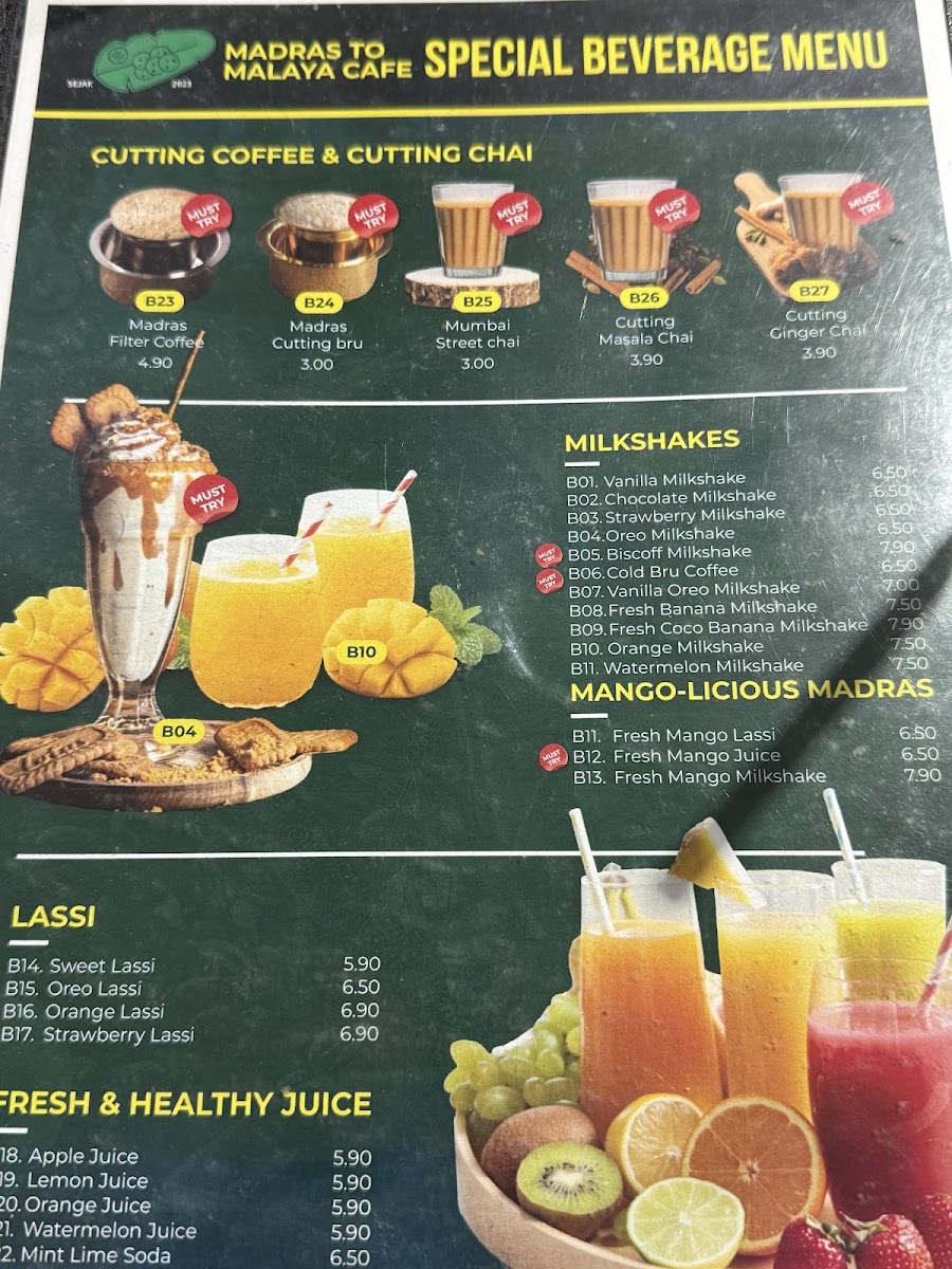 Madras to Malaya Cafe Kulai Photo Menu 2