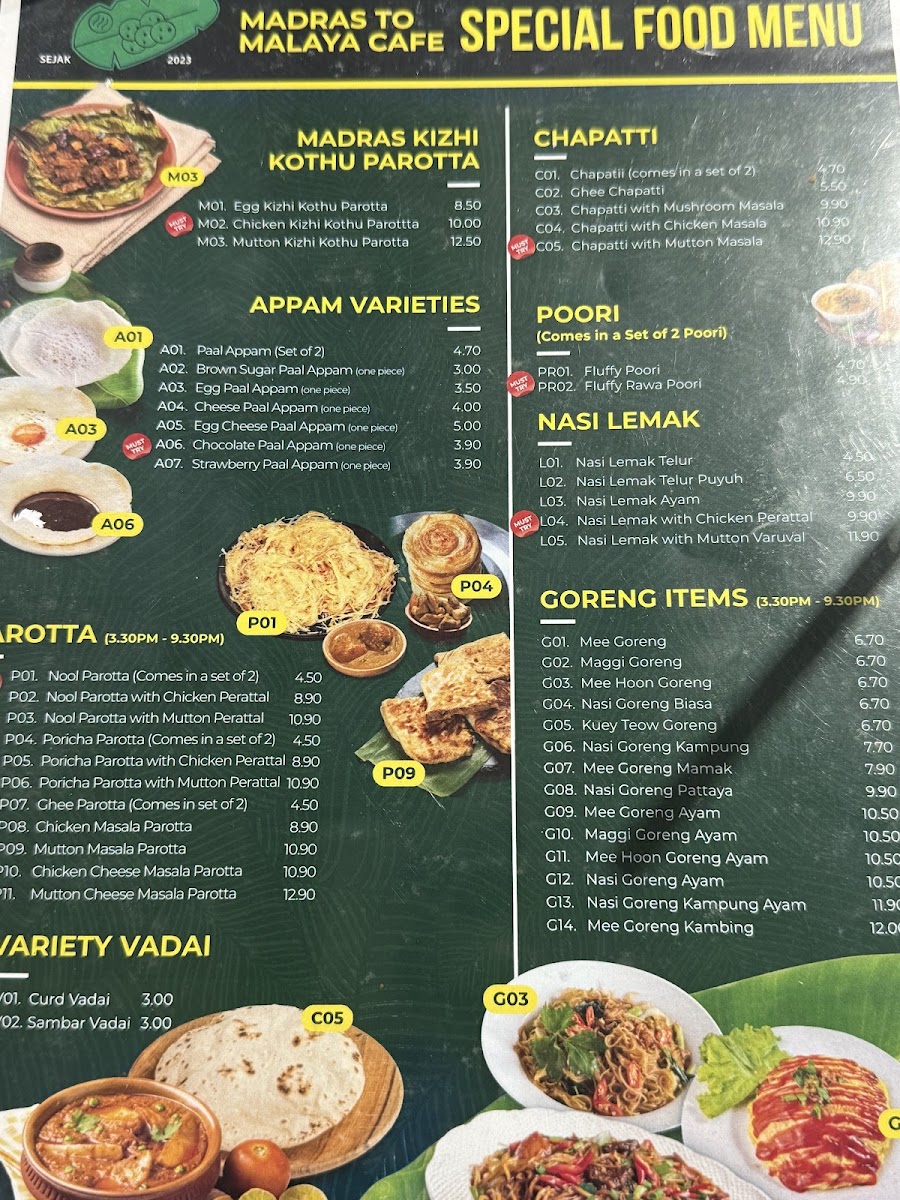 Madras to Malaya Cafe Kulai Photo Menu 3