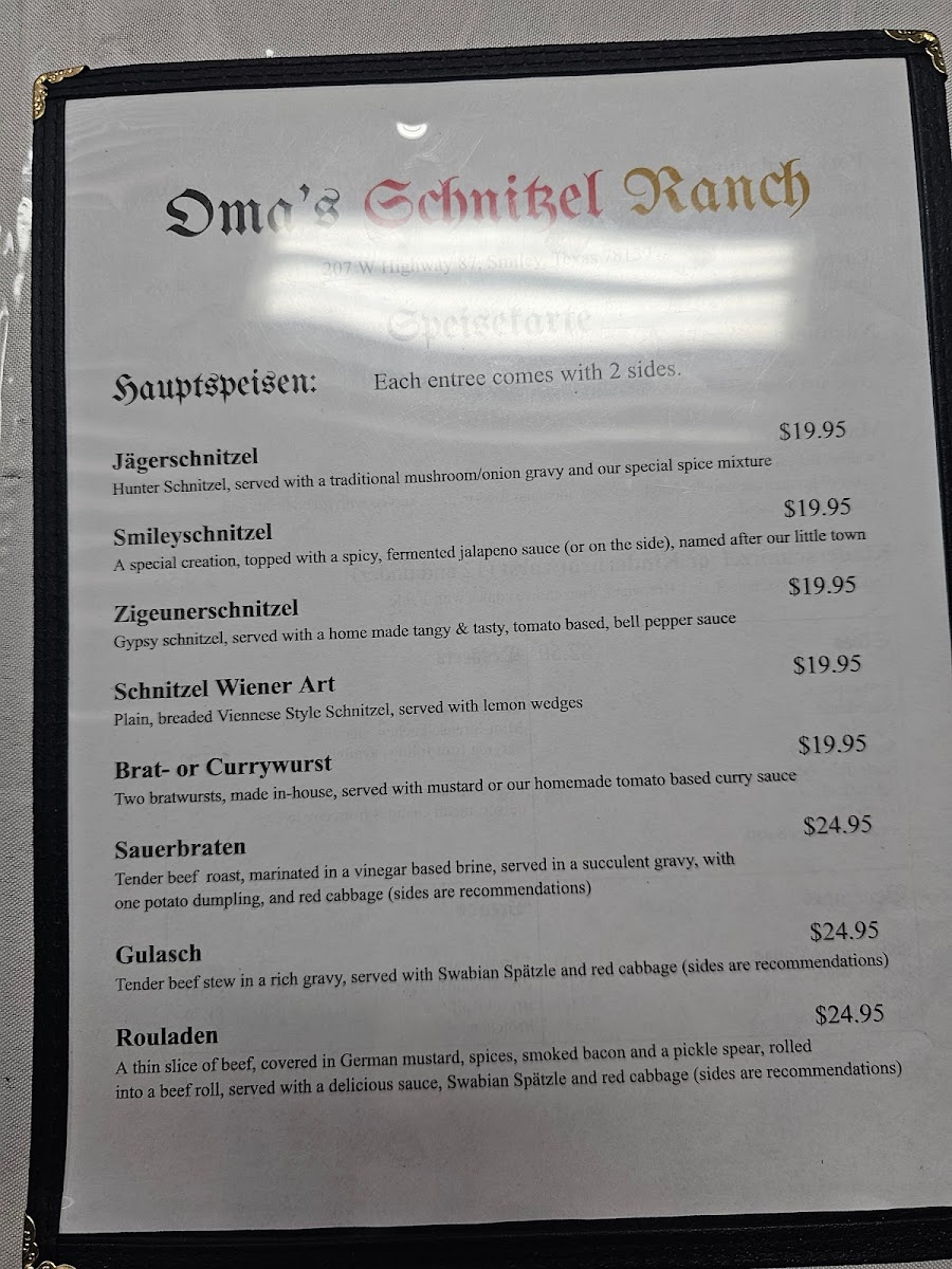 Oma's Schnitzel Ranch Photo Menu 10