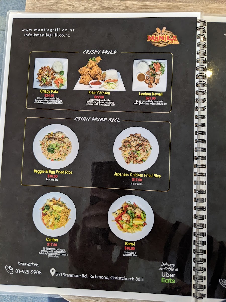 Manila Grill Filipino -Japanese Restaurant Christchurch Photo Menu 3