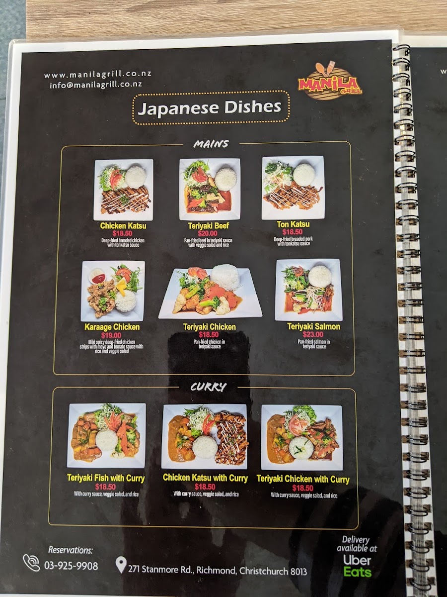 Manila Grill Filipino -Japanese Restaurant Christchurch Photo Menu 4