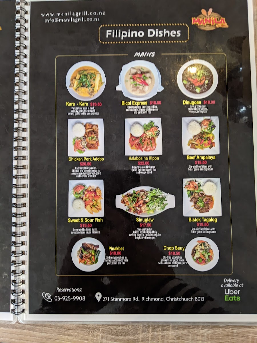 Manila Grill Filipino -Japanese Restaurant Christchurch Photo Menu 5