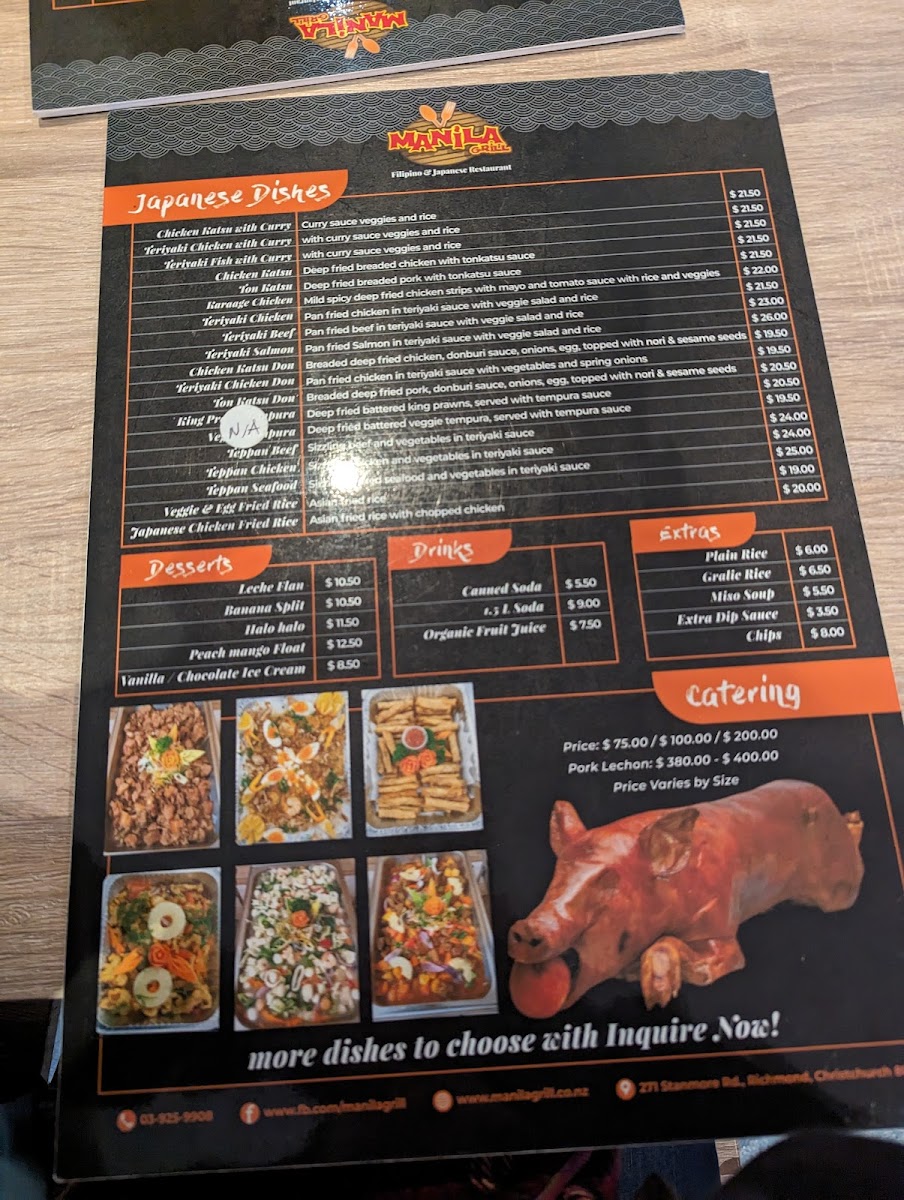 Manila Grill Filipino -Japanese Restaurant Christchurch Photo Menu 6