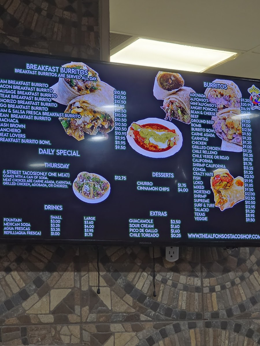 Alfonso's Mexican Food Photo Menu 3