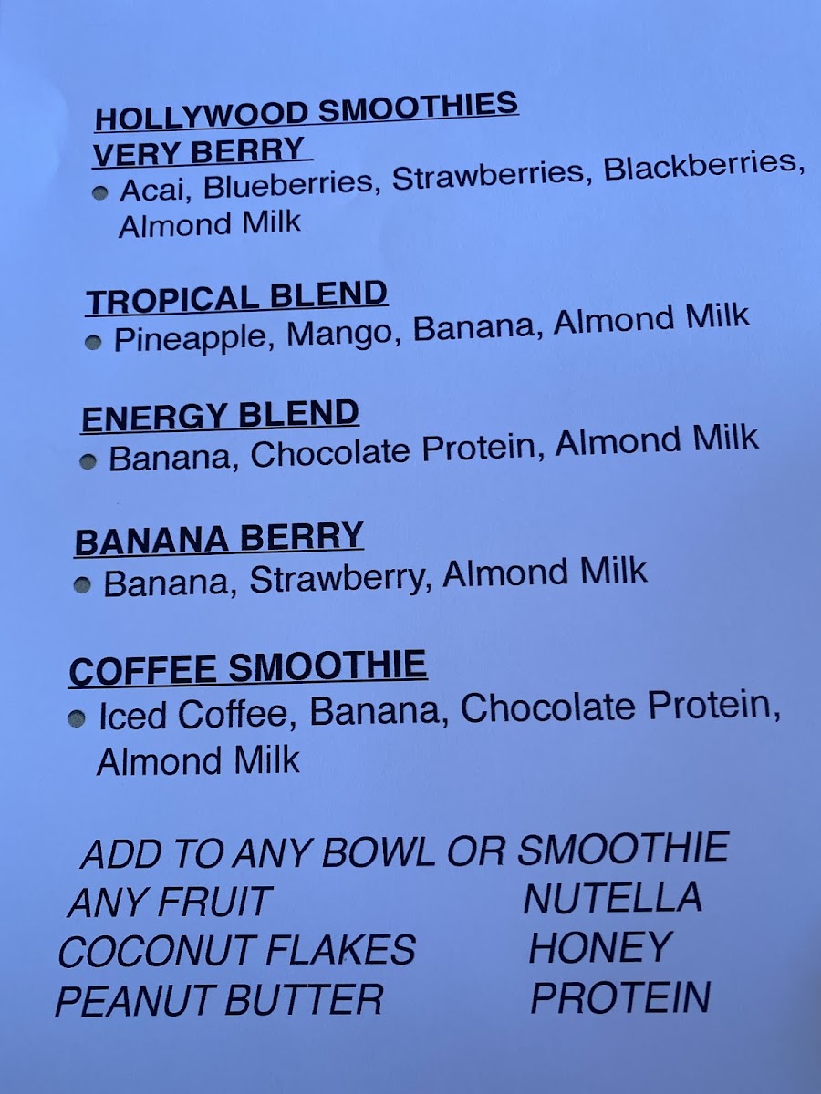 Hollywood Bikes &. Bowls Avalon ⭐⭐⭐⭐ Photo Menu 1