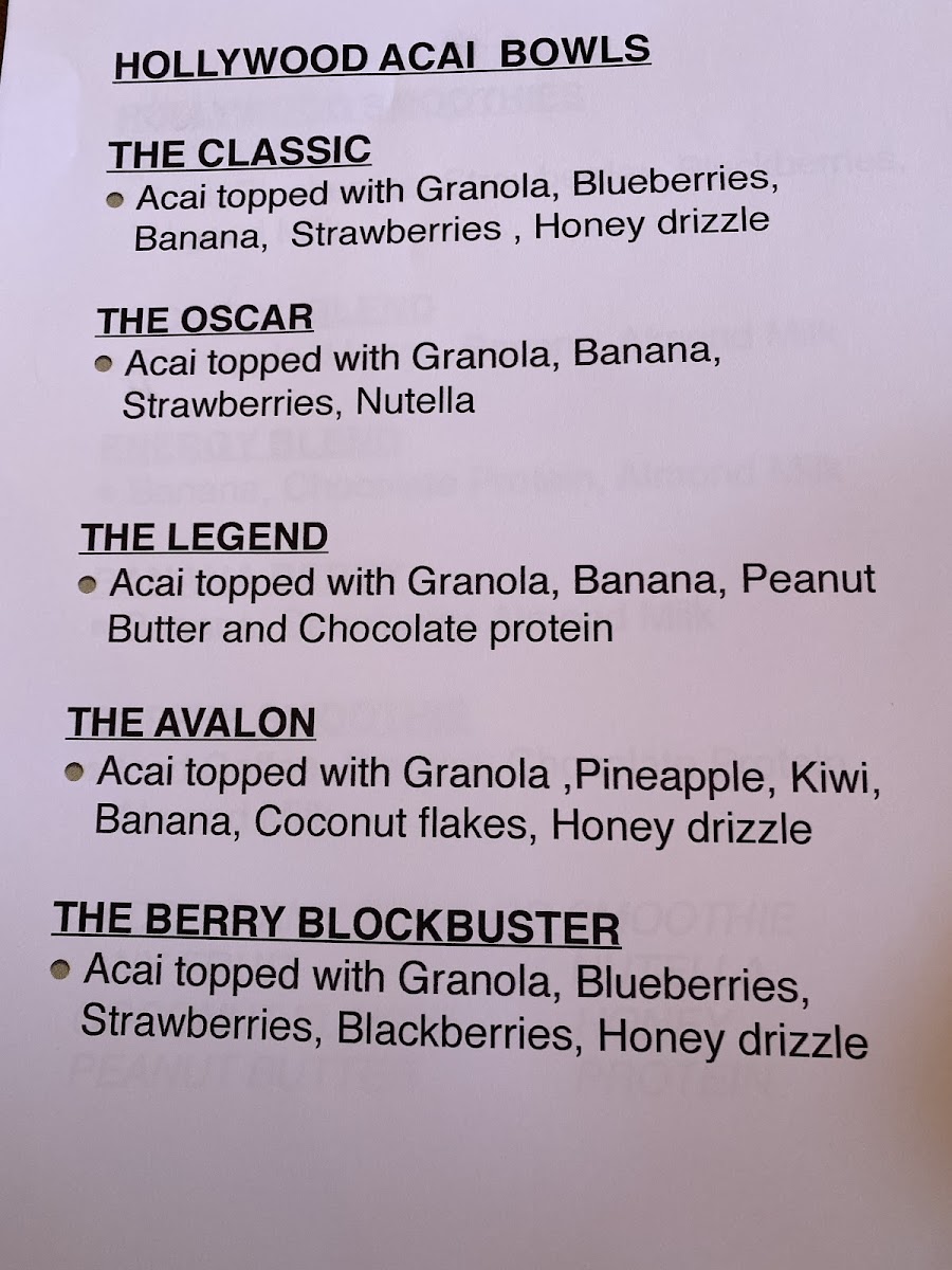 Hollywood Bikes &. Bowls Avalon ⭐⭐⭐⭐ Photo Menu 2